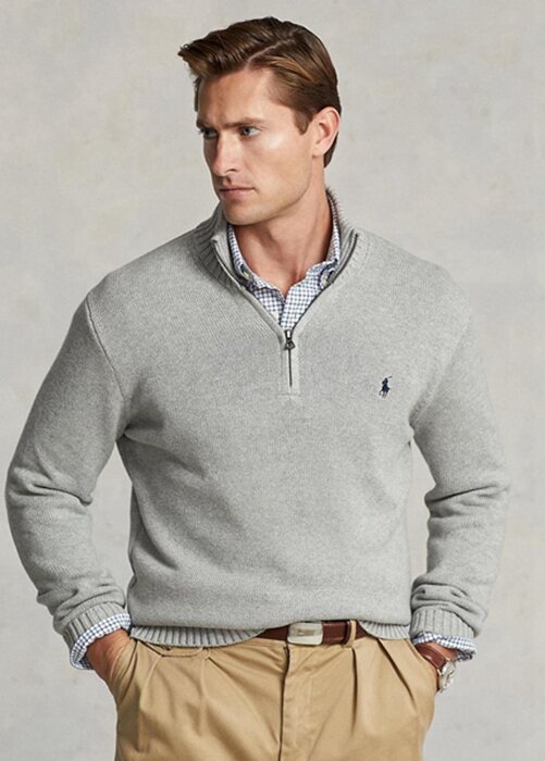 Grey Men’s Ralph Lauren Cotton Quarter-zip Jumper Sweaters Grey Men’s Ralph Lauren Cotton Quarter-zip Jumper Sweaters