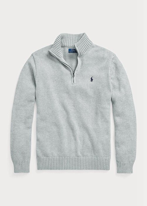 Grey Men’s Ralph Lauren Cotton Quarter-zip Jumper Sweaters Grey Men’s Ralph Lauren Cotton Quarter-zip Jumper Sweaters