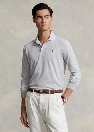 Grey Men’s Ralph Lauren Custom Slim Fit Birdseye Polo Shirts