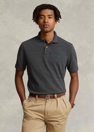 Grey Men’s Ralph Lauren Custom Slim Fit Mesh Polo Shirts