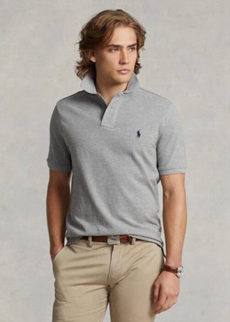 Grey Men’s Ralph Lauren Custom Slim Fit Mesh Polo Shirts