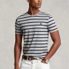 Grey Men’s Ralph Lauren Custom Slim Striped Soft Cotton T Shirts