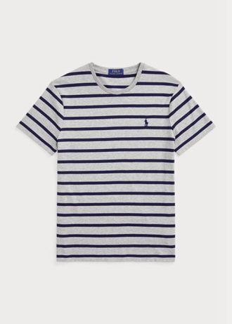 Grey Men’s Ralph Lauren Custom Slim Striped Soft Cotton T Shirts