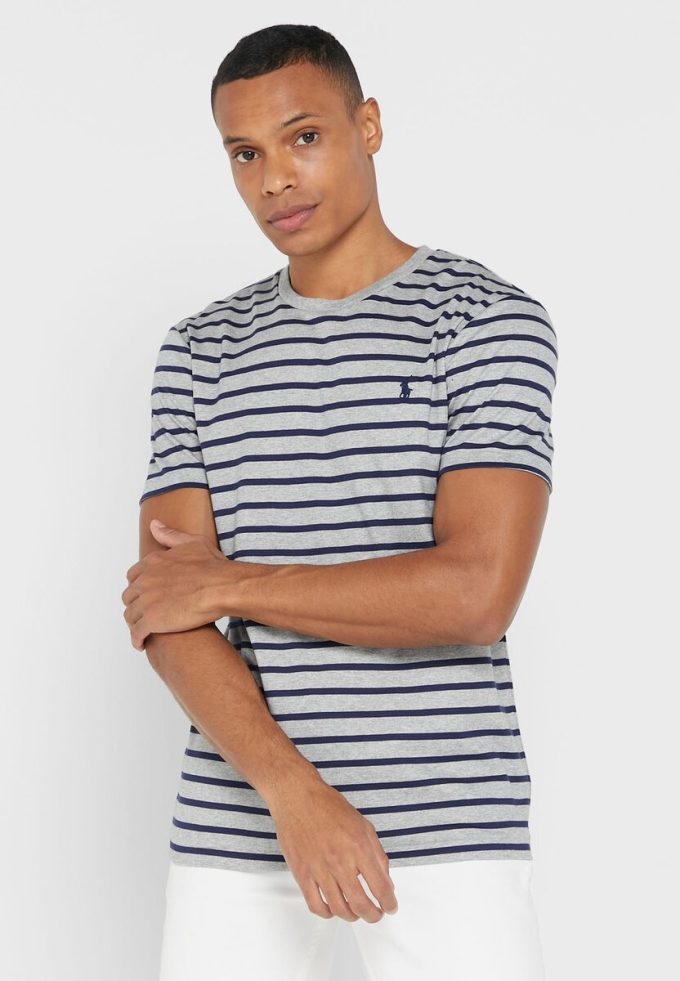 Grey Men’s Ralph Lauren Striped Crew Neck T Shirts Grey Men’s Ralph Lauren Striped Crew Neck T Shirts