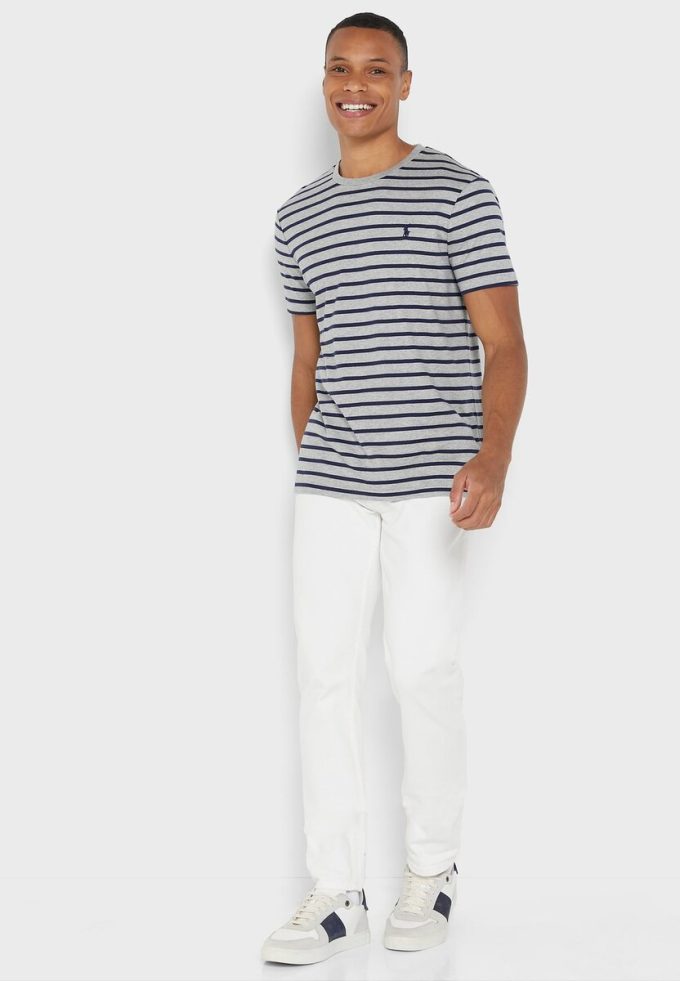 Grey Men’s Ralph Lauren Striped Crew Neck T Shirts Grey Men’s Ralph Lauren Striped Crew Neck T Shirts