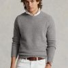 Grey Men’s Ralph Lauren Suede-patch Wool Crewneck Jumper Sweaters Grey Men’s Ralph Lauren Suede-patch Wool Crewneck Jumper Sweaters