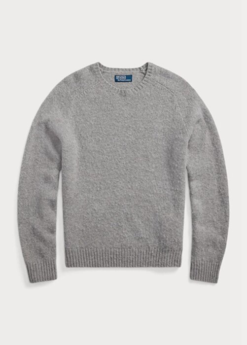 Grey Men’s Ralph Lauren Suede-patch Wool Crewneck Jumper Sweaters Grey Men’s Ralph Lauren Suede-patch Wool Crewneck Jumper Sweaters