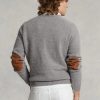 Grey Men’s Ralph Lauren Suede-patch Wool Crewneck Jumper Sweaters Grey Men’s Ralph Lauren Suede-patch Wool Crewneck Jumper Sweaters