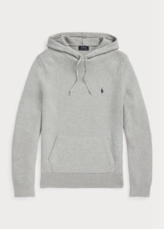 Grey Men’s Ralph Lauren Textured Cotton Hooded Jumper Sweaters Grey Men’s Ralph Lauren Textured Cotton Hooded Jumper Sweaters