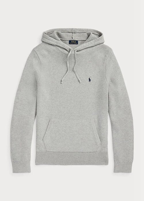 Grey Men’s Ralph Lauren Textured Cotton Hooded Jumper Sweaters Grey Men’s Ralph Lauren Textured Cotton Hooded Jumper Sweaters