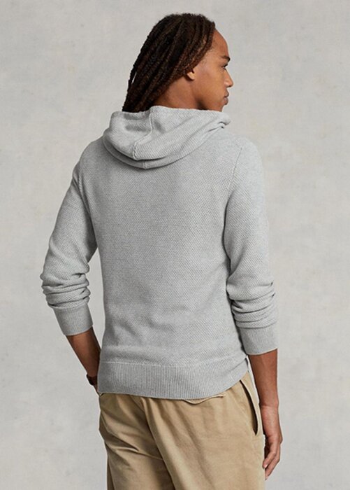 Grey Men’s Ralph Lauren Textured Cotton Hooded Jumper Sweaters Grey Men’s Ralph Lauren Textured Cotton Hooded Jumper Sweaters
