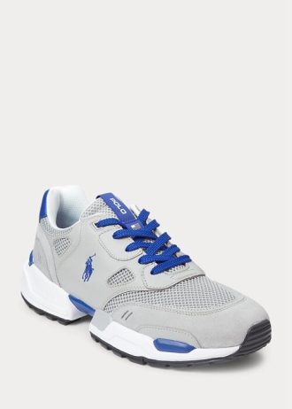 Grey / Royal Men’s Ralph Lauren Jogger Suede & Mesh Sneakers Grey / Royal Men’s Ralph Lauren Jogger Suede & Mesh Sneakers