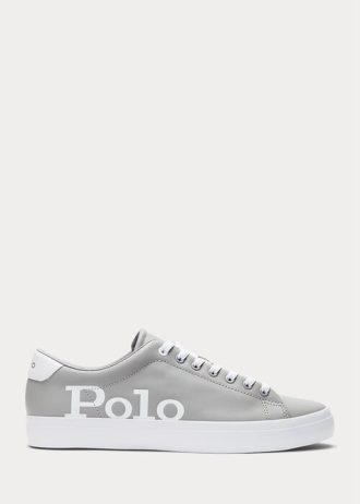 Grey / White Men’s Ralph Lauren Longwood Logo Leather Sneakers