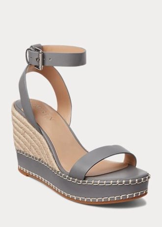 Grey Women’s Ralph Lauren Hilarie Leather Espadrille