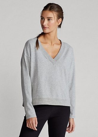 Grey Women’s Ralph Lauren Jersey V-Neck Sweatshirts