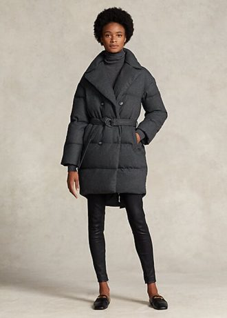 Grey Women’s Ralph Lauren Quilted Double-Breasted Down Coats Grey Women’s Ralph Lauren Quilted Double-Breasted Down Coats