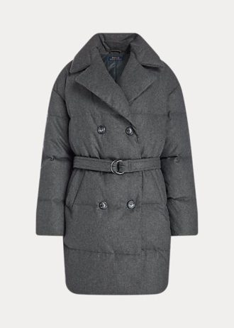 Grey Women’s Ralph Lauren Quilted Double-Breasted Down Coats Grey Women’s Ralph Lauren Quilted Double-Breasted Down Coats