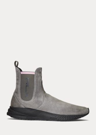 Grey Women’s Ralph Lauren Slip-On Suede Sock Sneakers