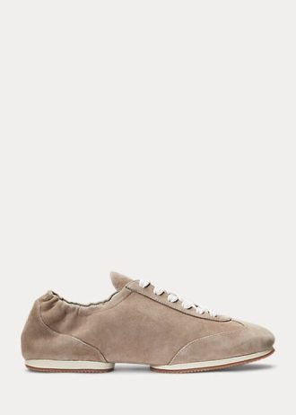 Grey Women’s Ralph Lauren The Suede Pony Ballerina Sneakers
