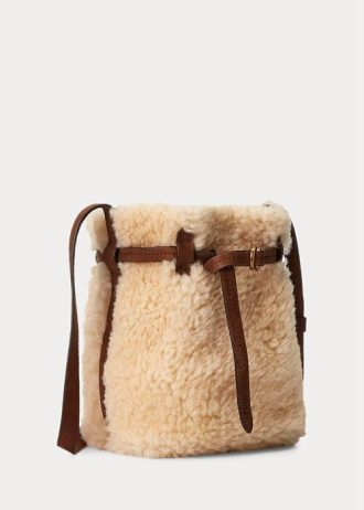 Honey/Cream Women’s Ralph Lauren Shearling Mini Bellport Bucket Bags