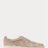 Khaki Men’s Ralph Lauren Court Suede Low-Top Sneakers