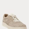 Khaki Men’s Ralph Lauren Court Suede Low-Top Sneakers