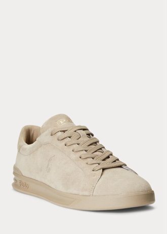 Khaki Men’s Ralph Lauren Heritage Court II Suede Sneakers