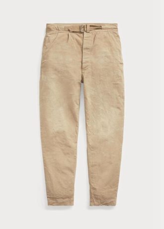 Khaki Men’s Ralph Lauren Pleated Baggy Fit Canvas  Pants