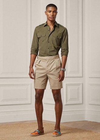 Khaki Men’s Ralph Lauren Tailored Stretch Chino  Shorts