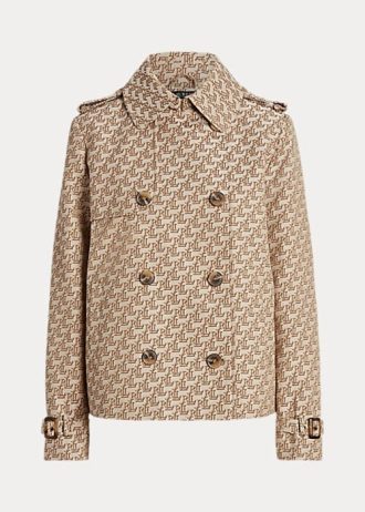 Khaki Women’s Ralph Lauren Double-Breasted Monogram Jacquard Coats