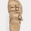 Khaki Women’s Ralph Lauren Ezra Calfskin Suede Sandals