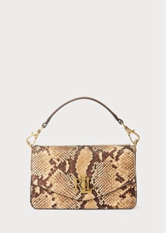 Khaki Women’s Ralph Lauren Faux-Snakeskin Small Tayler Crossbody Bags