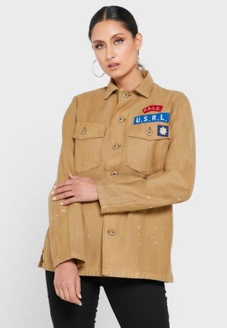 Khaki Women’s Ralph Lauren Pocket Detail Button Down Shirts
