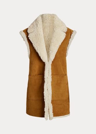 Khaki Women’s Ralph Lauren Reversible Shearling Vest