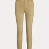 Khaki Women’s Ralph Lauren Suede High-Rise Skinny Ankle Pants