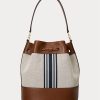 Lauren Tan/ Navy Stripe Women’s Ralph Lauren Canvas Large Andie Handbag