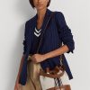Lauren Tan/ Navy Stripe Women’s Ralph Lauren Canvas Large Andie Handbag