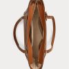 Lauren Tan Women’s Ralph Lauren Crosshatch Leather Medium Clare Tote Bags Lauren Tan Women’s Ralph Lauren Crosshatch Leather Medium Clare Tote Bags