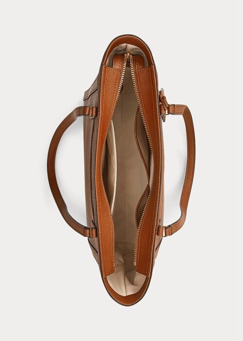 Lauren Tan Women’s Ralph Lauren Crosshatch Leather Medium Clare Tote Bags Lauren Tan Women’s Ralph Lauren Crosshatch Leather Medium Clare Tote Bags