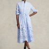 Light Blue Women’s Ralph Lauren Eyelet-Embroidered Dress
