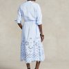 Light Blue Women’s Ralph Lauren Eyelet-Embroidered Dress