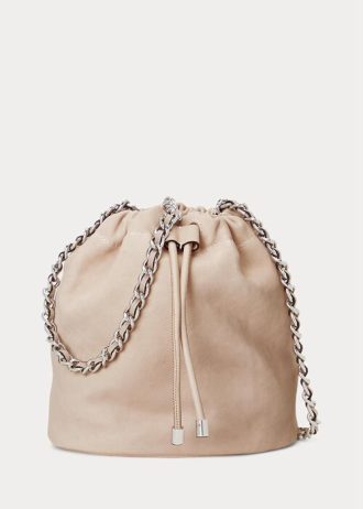 Light Pink Women’s Ralph Lauren Washed Leather Medium Emmy Bucket Bags