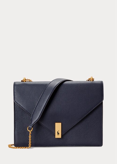 Midnight Navy Women’s Ralph Lauren Polo ID Leather Envelope Chain Crossbody Bags Midnight Navy Women’s Ralph Lauren Polo ID Leather Envelope Chain Crossbody Bags