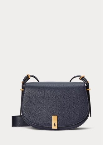 Midnight Navy Women’s Ralph Lauren Polo ID Leather Saddle Bags