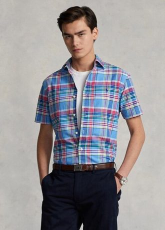Multicolor Men’s Ralph Lauren Custom Fit Plaid Oxford  Shirts