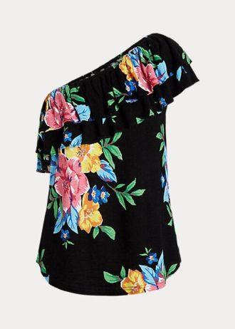 Multicolor Women’s Ralph Lauren Floral Jersey One-Shoulder Tops
