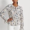 Multicolor Women’s Ralph Lauren Floral Jersey Tie-Neck Peplum Tops