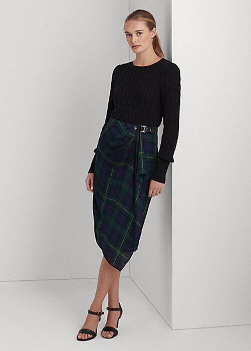 Multicolor Women’s Ralph Lauren Plaid Buckle-Trim Georgette Skirts Multicolor Women’s Ralph Lauren Plaid Buckle-Trim Georgette Skirts