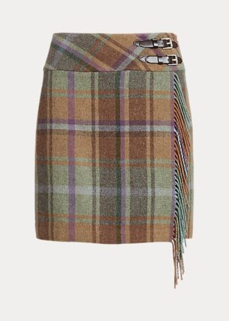 Multicolor Women’s Ralph Lauren Plaid Fringe-Trim Tweed Skirts