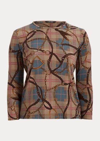 Multicolor Women’s Ralph Lauren Plaid Stretch Cotton Long-Sleeve Tops